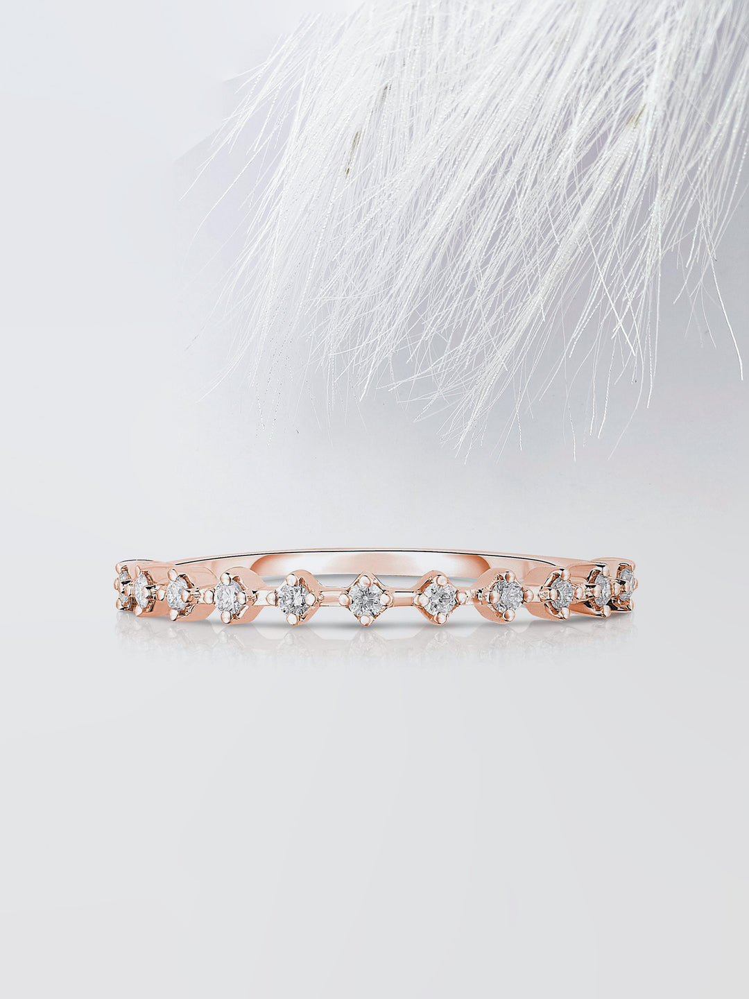 Round Cut Half Eternity Diamond Wedding Band For Women