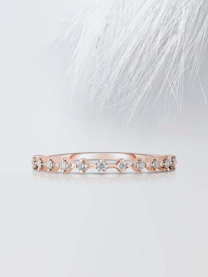 Round Cut Half Eternity Diamond Wedding Band For Women