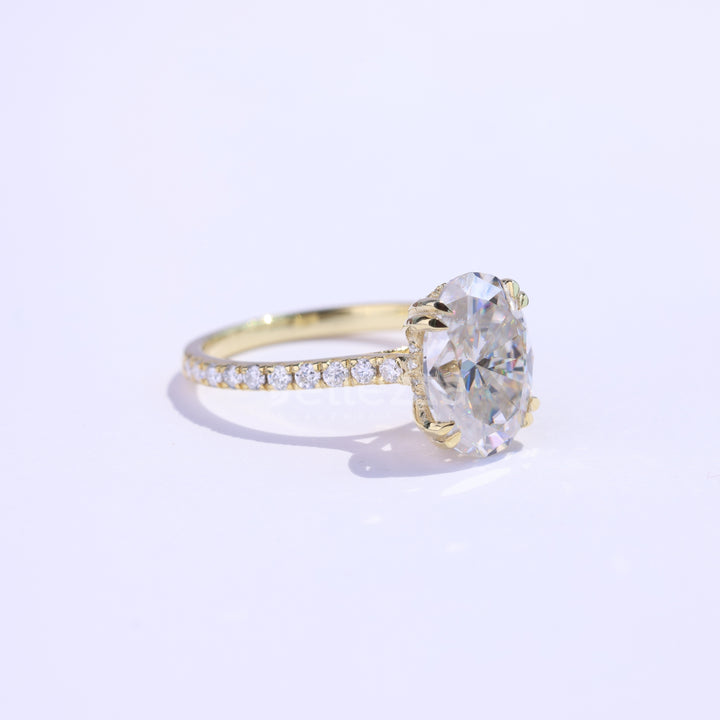 1.50CT Oval Cut Diamond Pave Setting Moissanite Engagement Ring