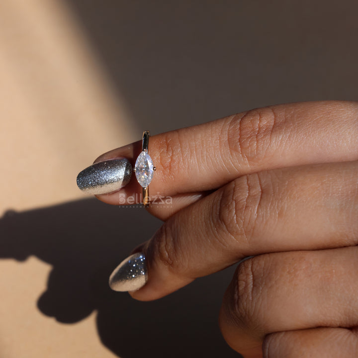 1.0CT East West Marquise Cut Solitaire Moissanite Engagement Ring - Ready to Ship