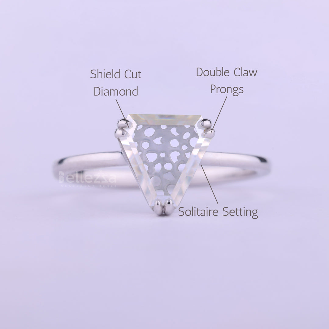 1.0CT Shield Cut Diamond Moissanite Solitaire Engagement Ring