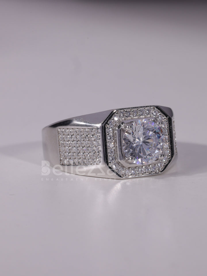 1.50CT Round Brilliant Cut Cluster Diamond Men's Engagement Ring