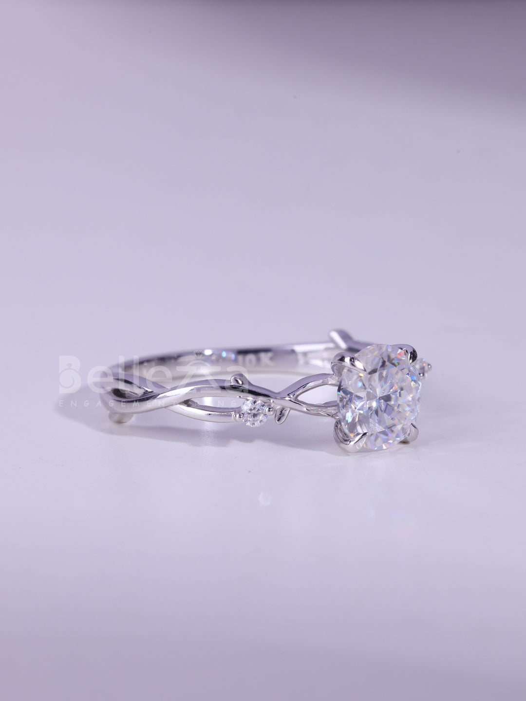 1.0CT Round Cut Diamond Nature Inspired Moissanite Engagement Ring