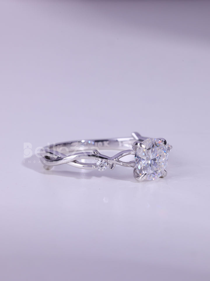 1.0CT Round Cut Diamond Nature Inspired Moissanite Engagement Ring