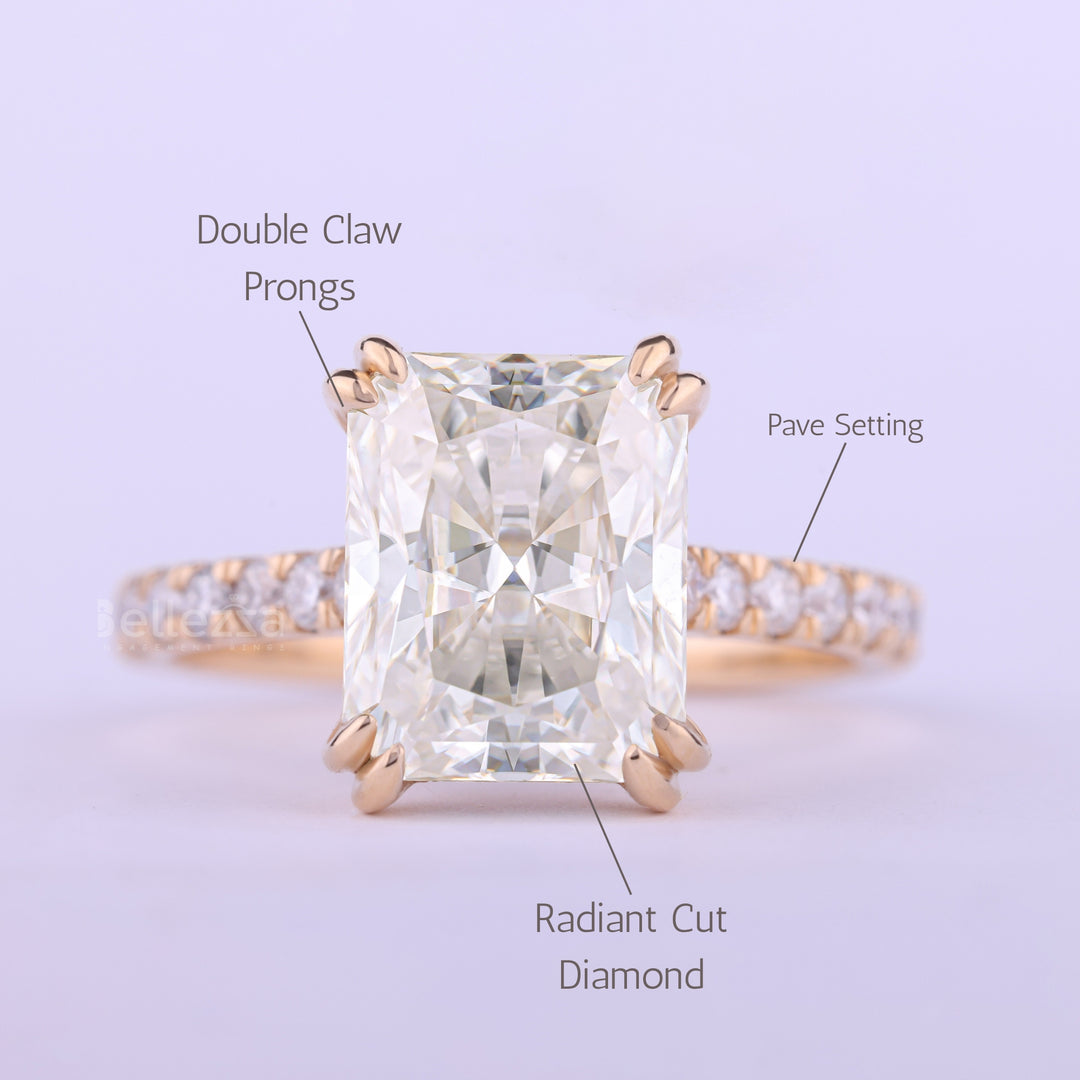 1.50CT Radiant Cut Pave Setting Moissanite Engagement Ring