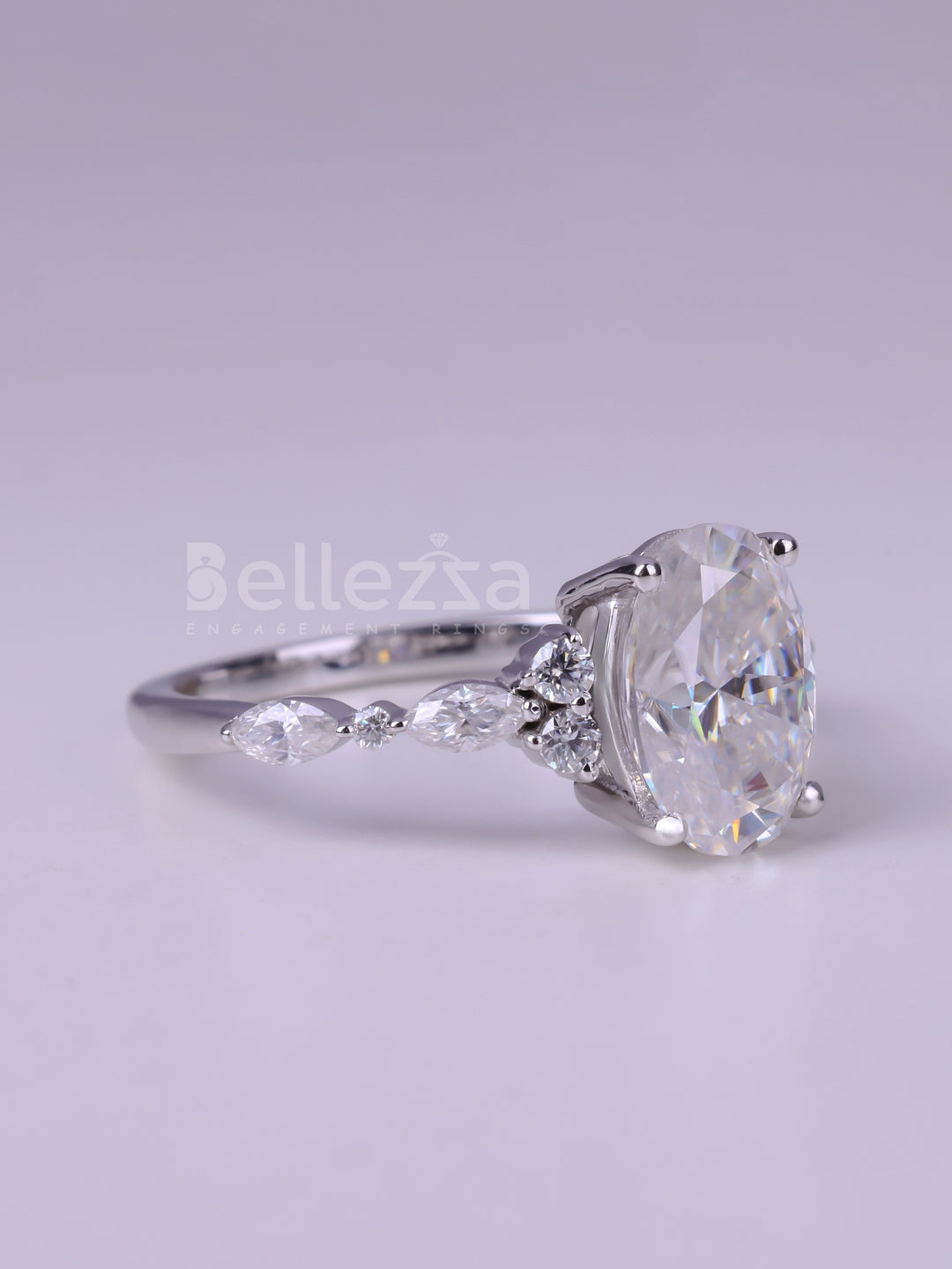 2.50CT Oval Cut Cluster Diamond Moissanite Engagement Ring