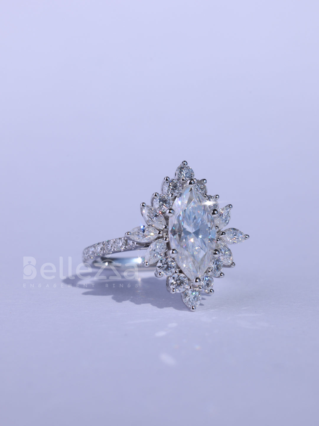 1.50CT Marquise Cut Cluster Diamond Moissanite Engagement Ring