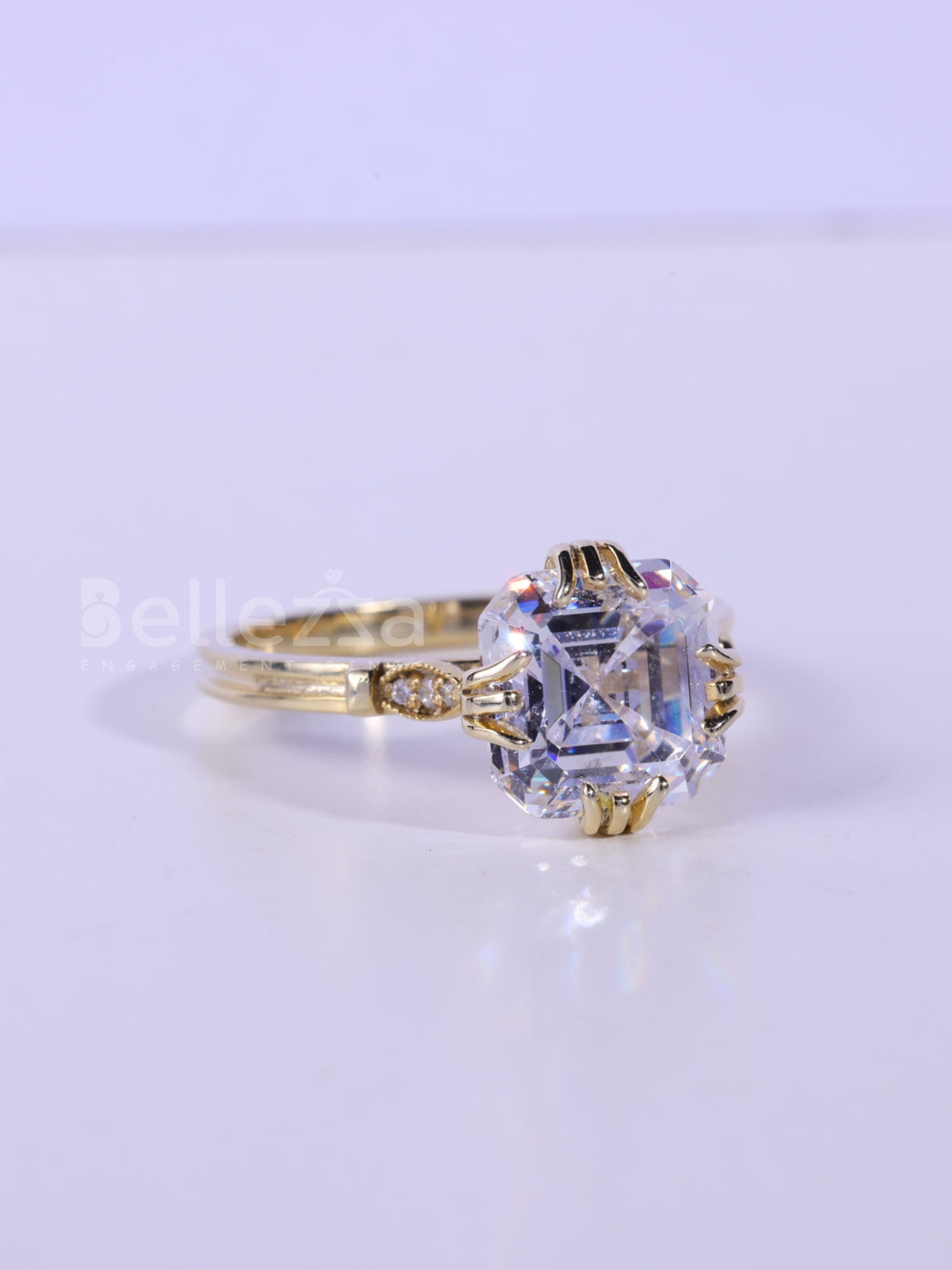 3.0CT-4.0CT Asscher Cut DImaond Unique Engagement Ring
