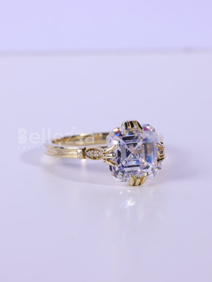 3.0CT-4.0CT Asscher Cut DImaond Unique Engagement Ring