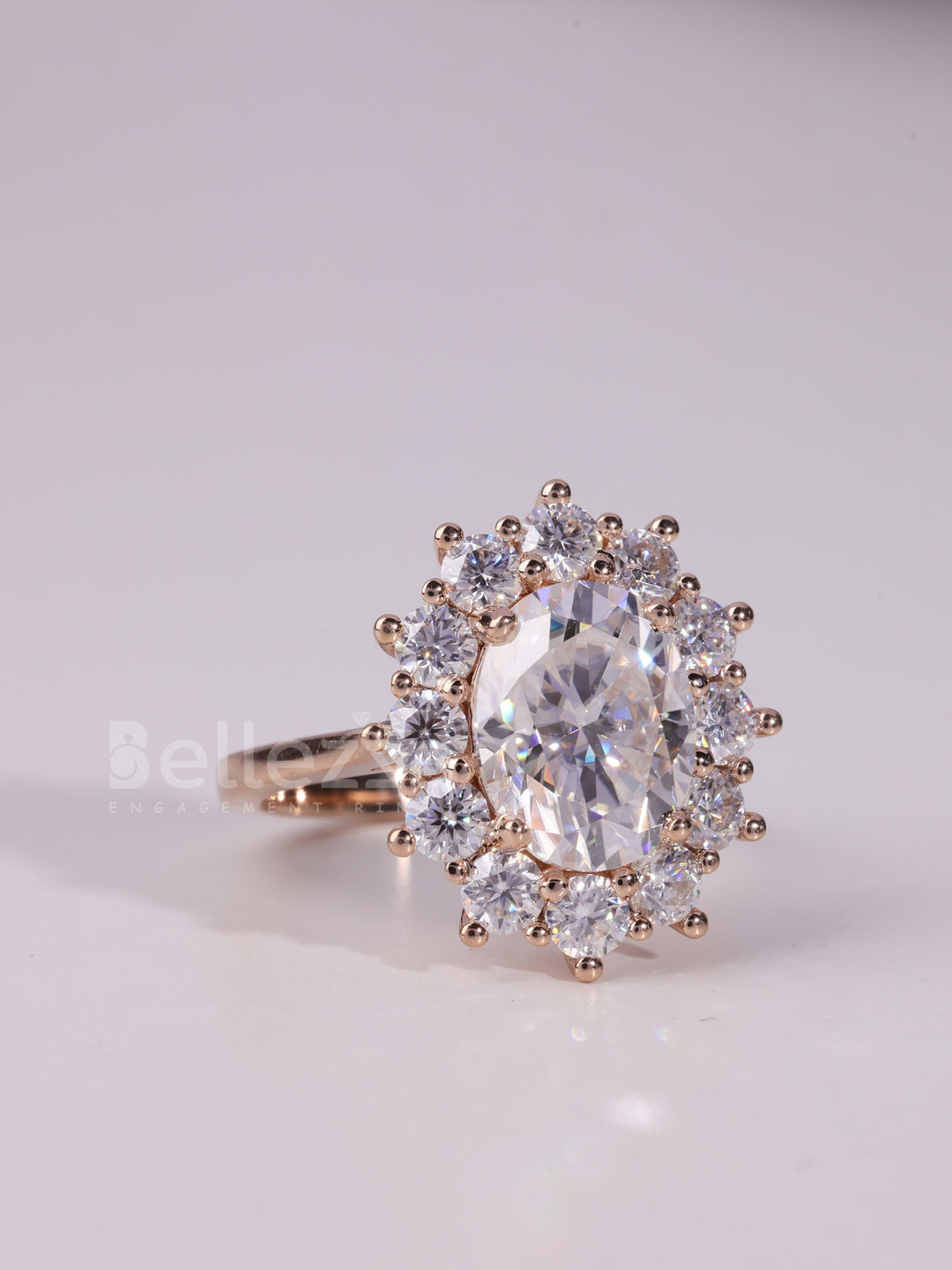 1.50CT-2.50CT Oval Cut Floral Halo Dimaond Engagement Ring