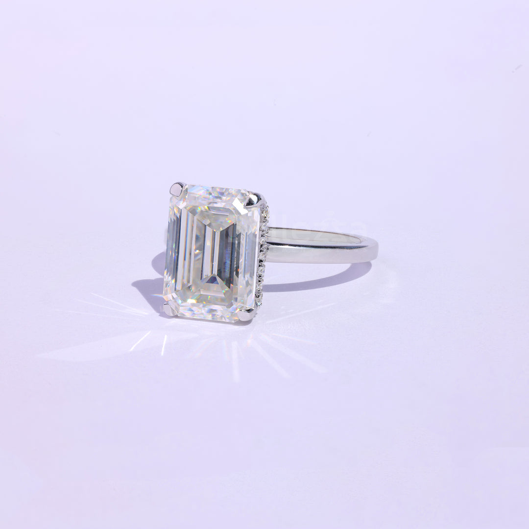 4.0CT Emerald Cut Hidden Halo Engagement Ring - Ready to Ship
