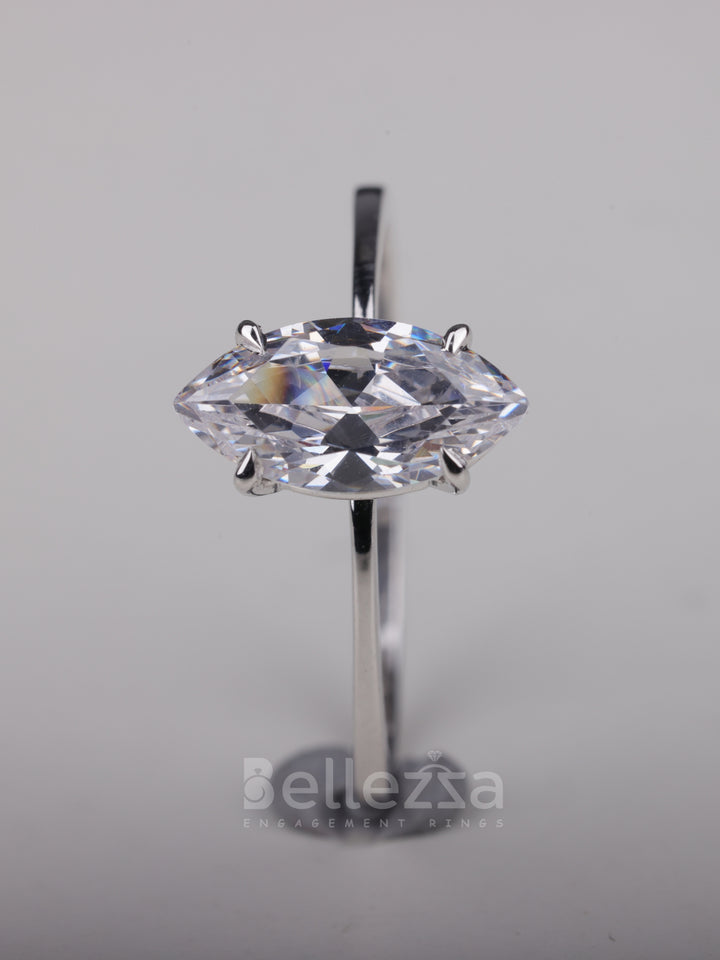 1.0CT Marquise Cut Solitaire Moissanite Engagement Ring