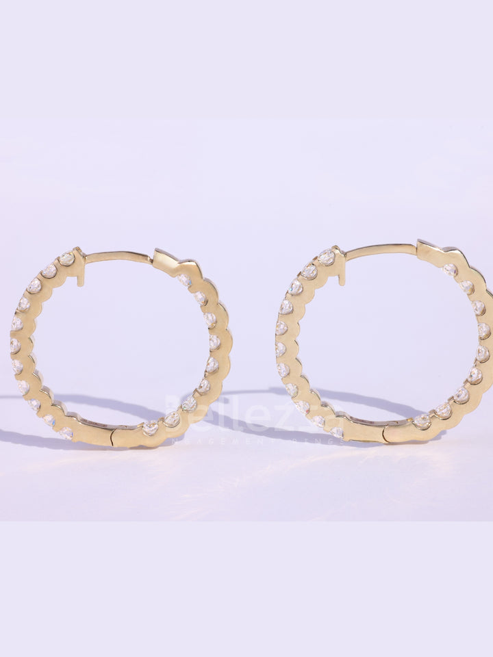 1.20TCW Round Diamond Party Wear Moissanite Hoops Earrings