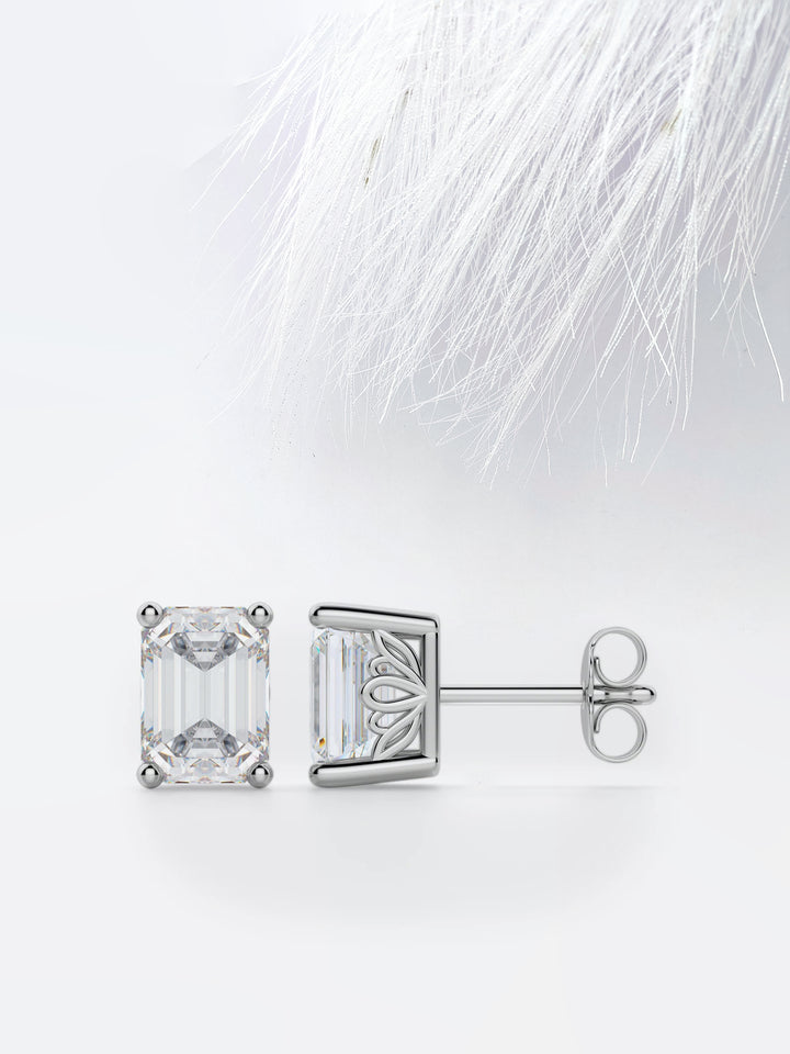 1.0CT Emerald Cut Stud Moissanite Diamond Earrings For Women