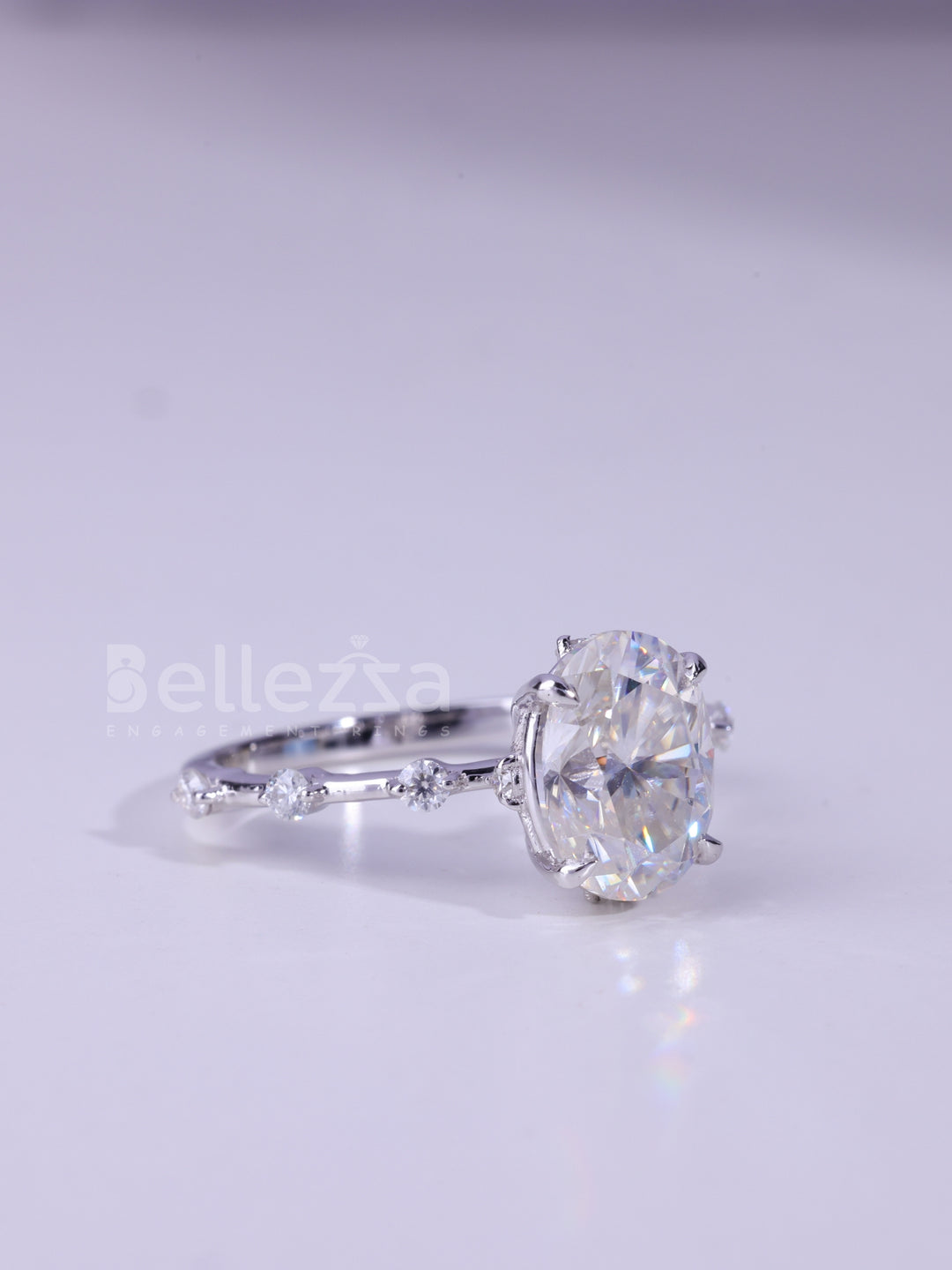 1.50CT Oval Cut Petite Pave Setting Moissanite Engagement Ring