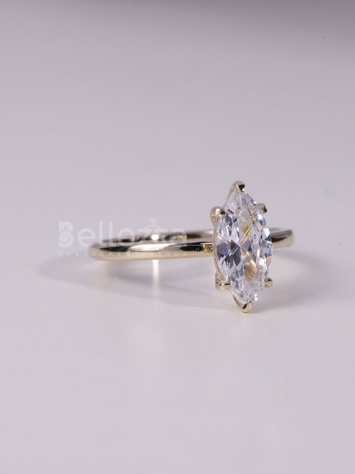 1.0CT-2.0CT Marquise Cut Solitaire Moissanite Engagement Ring