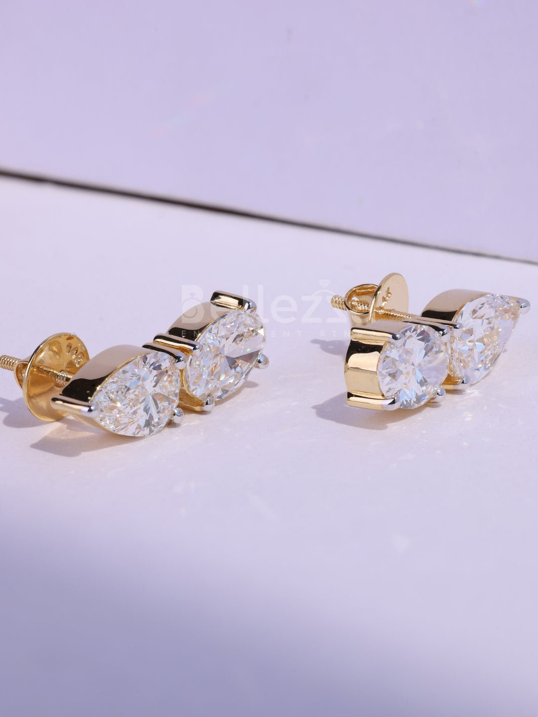 Pear & Oval Cut Moissanite Stud Party Wear Earrings