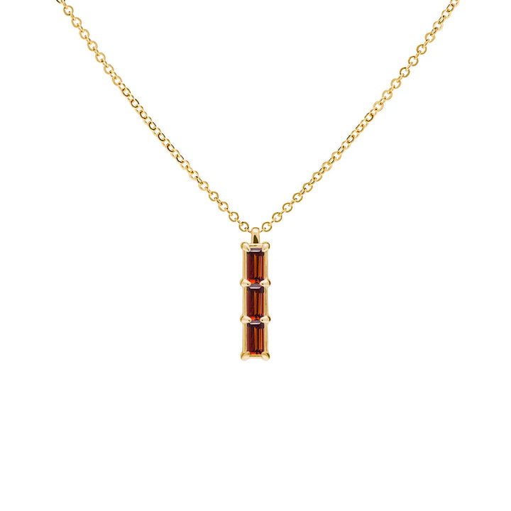 0.50 TCW Baguette Cut Red Garnet Moissanite Necklace-January Birthstone
