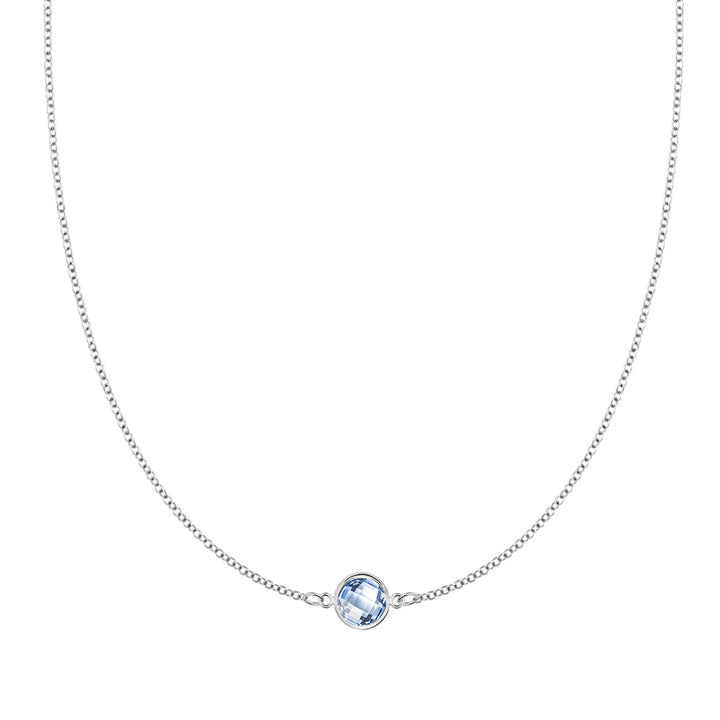 0.90CT Round Solitaire Aquamarine Moissanite March Birthstone Necklace