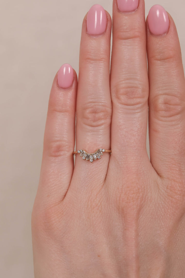 0.20 TCW Baguette & Round Crown Style Diamond Wedding Band