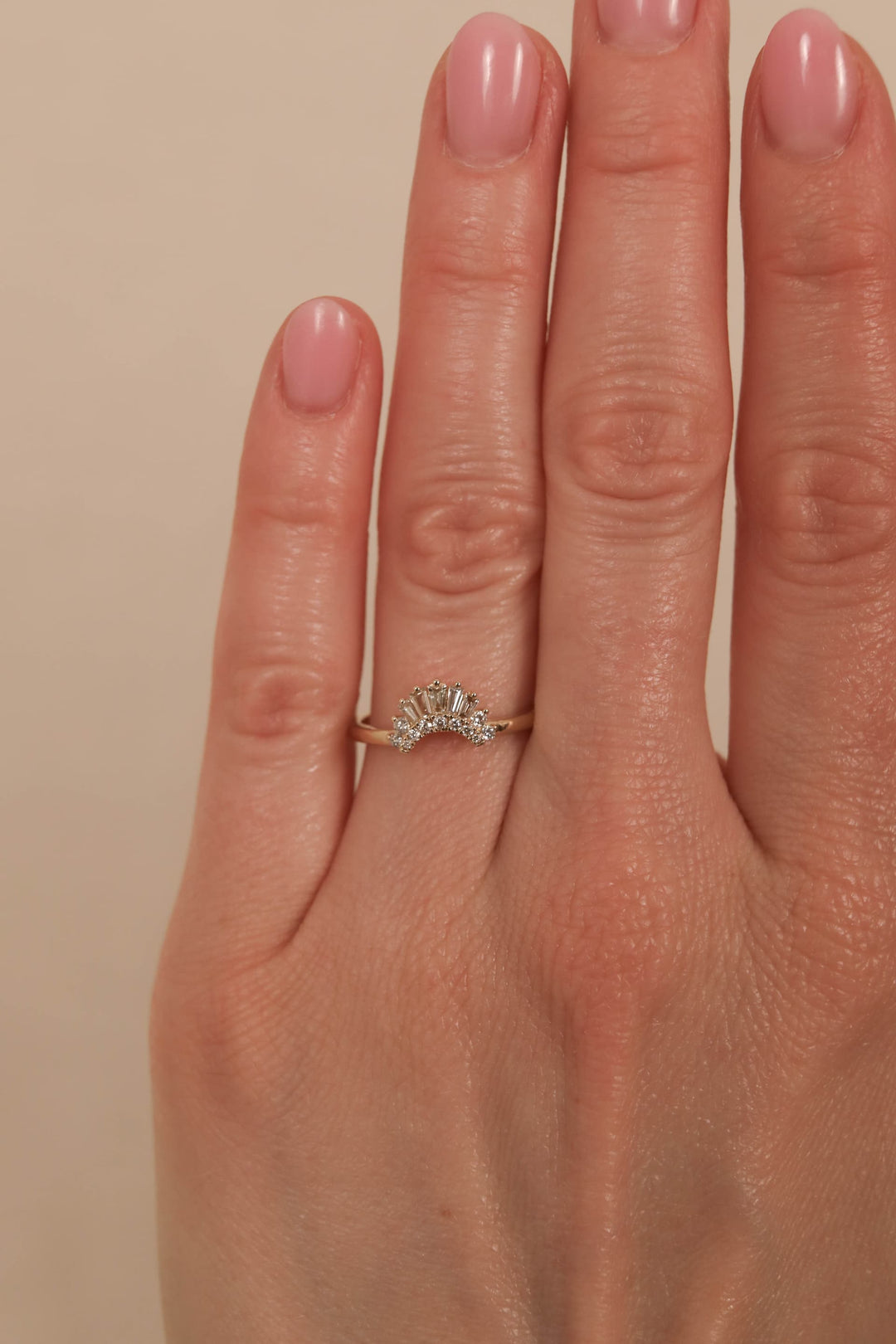 0.25 TCW Baguette & Round Crown Style Diamond Wedding Band