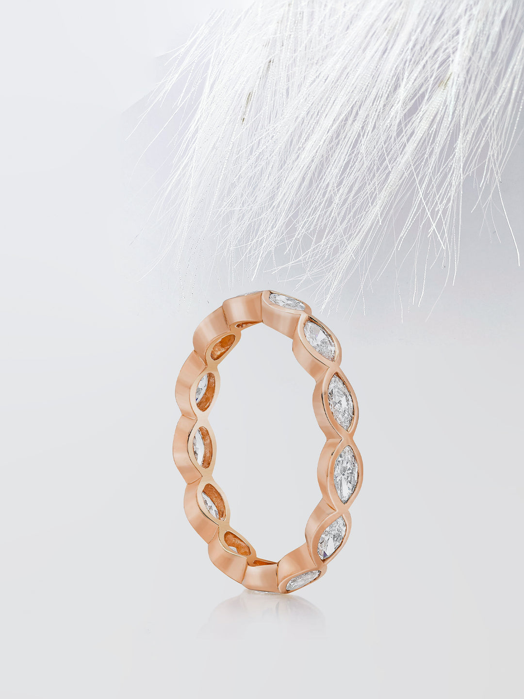 Marquise Cut Bezel Diamond Wedding Band For Women