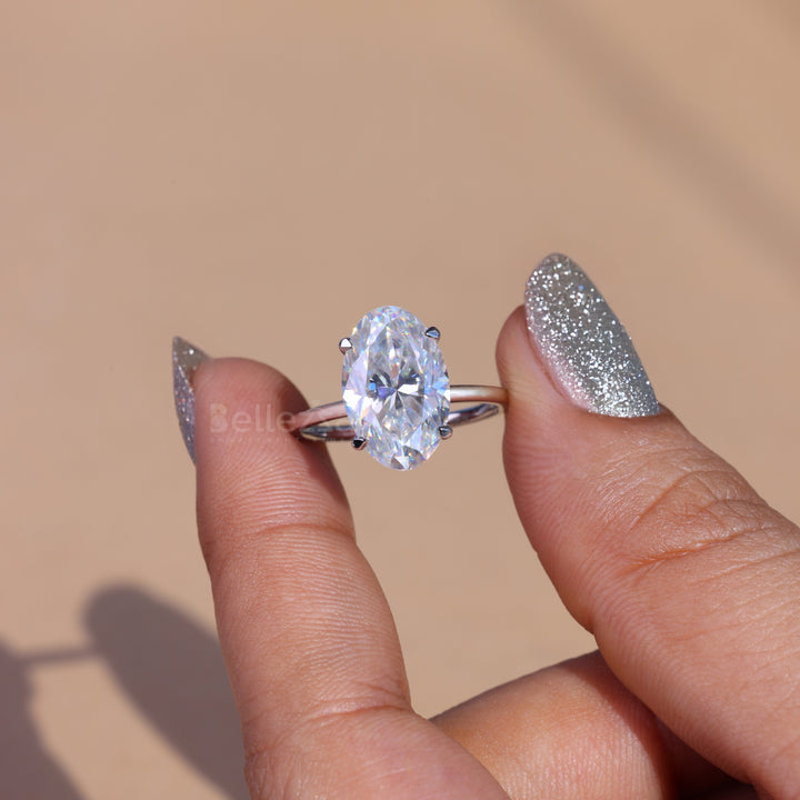 5.50CT Oval Cut Moissanite Hidden Halo Engagement Ring - Ready to ship