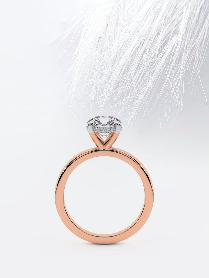 1.5CT Round Cut Hidden Halo Moissanite Diamond Engagement Ring For Women