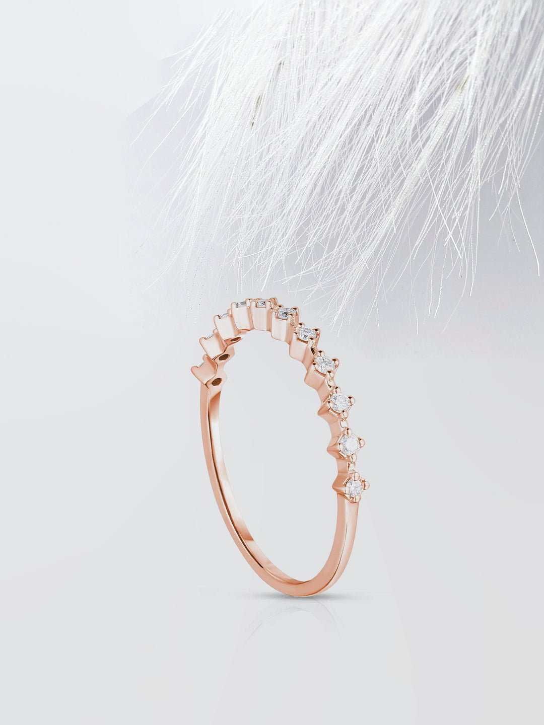 Round Cut Half Eternity Diamond Wedding Band For Women