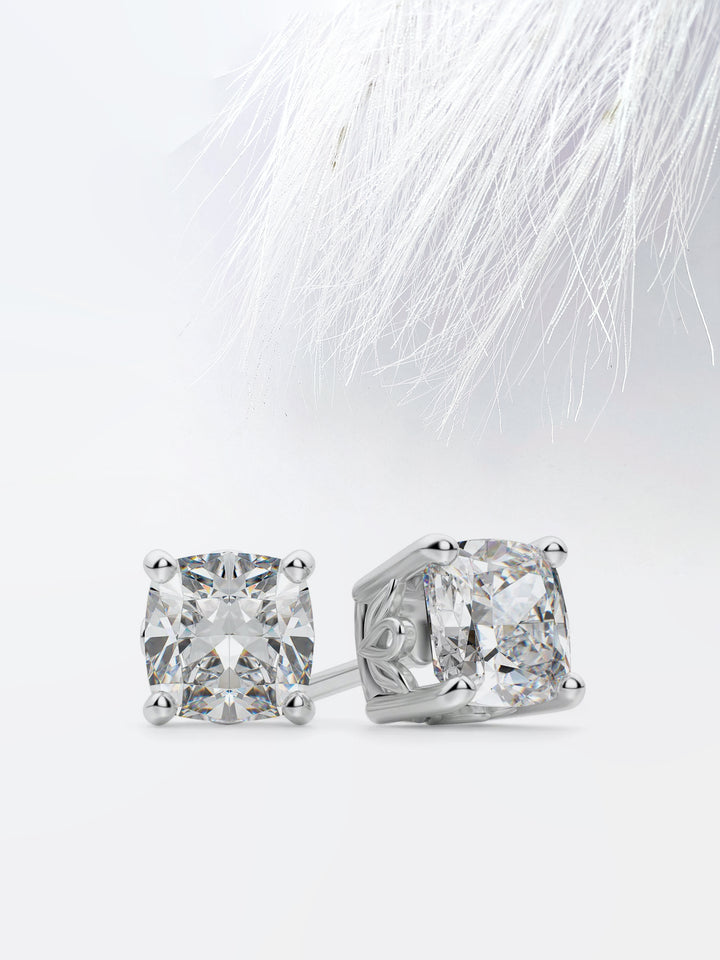 1.0CT Cushion Cut Moissanite Stud Diamond Earrings For Women