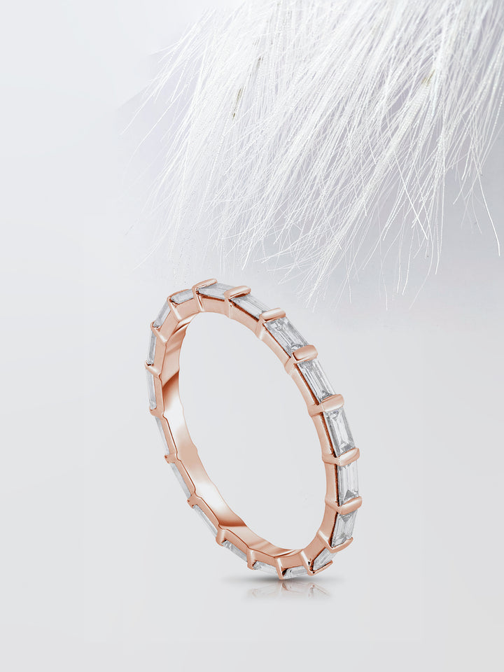 Baguette Cut Bar Eternity Diamond Wedding Band For Women