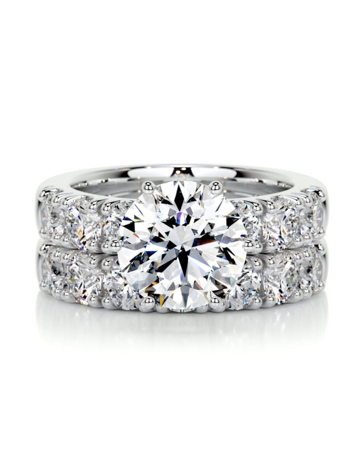 3.0 CT Round Solitaire & Pave F-VS Loose Diamond Bridal Set