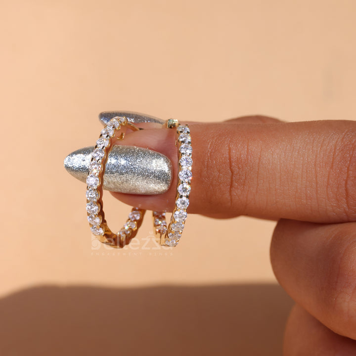 2.40TCW Round Diamond Moissanite Hoop Earrings - Ready To Ship