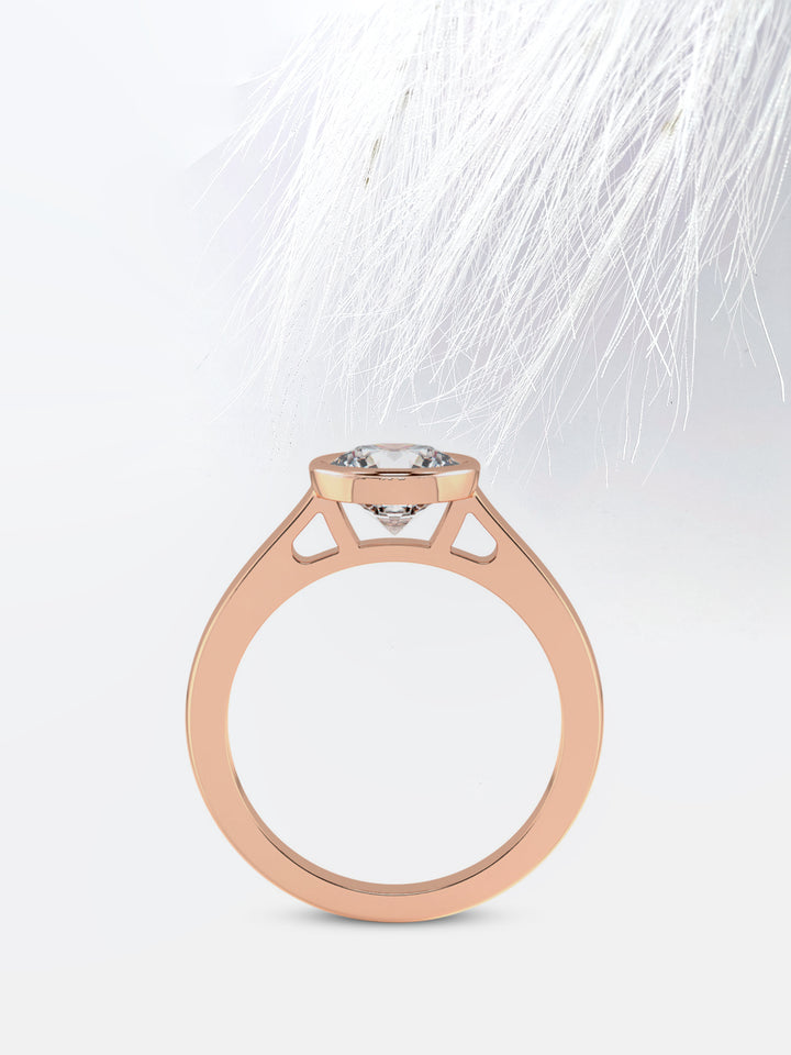 1.5CT Round Cut Bezel Moissanite Diamond Engagement Ring Anniversary Gift