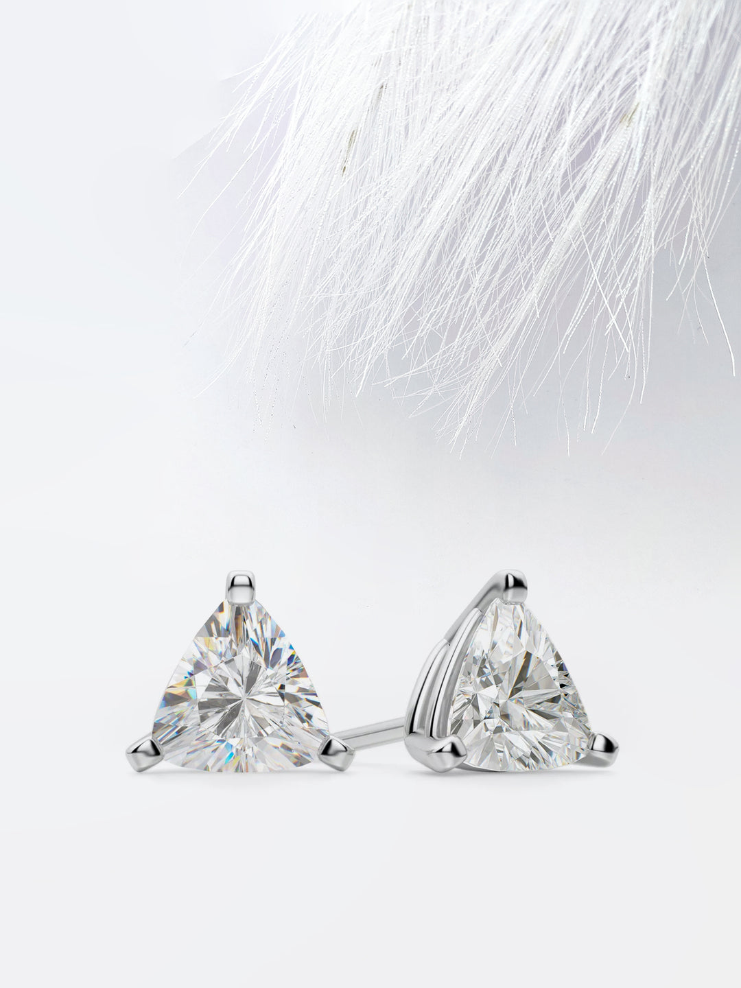 2.0CT Trillion Cut Stud Moissanite Diamond Earrings For Women