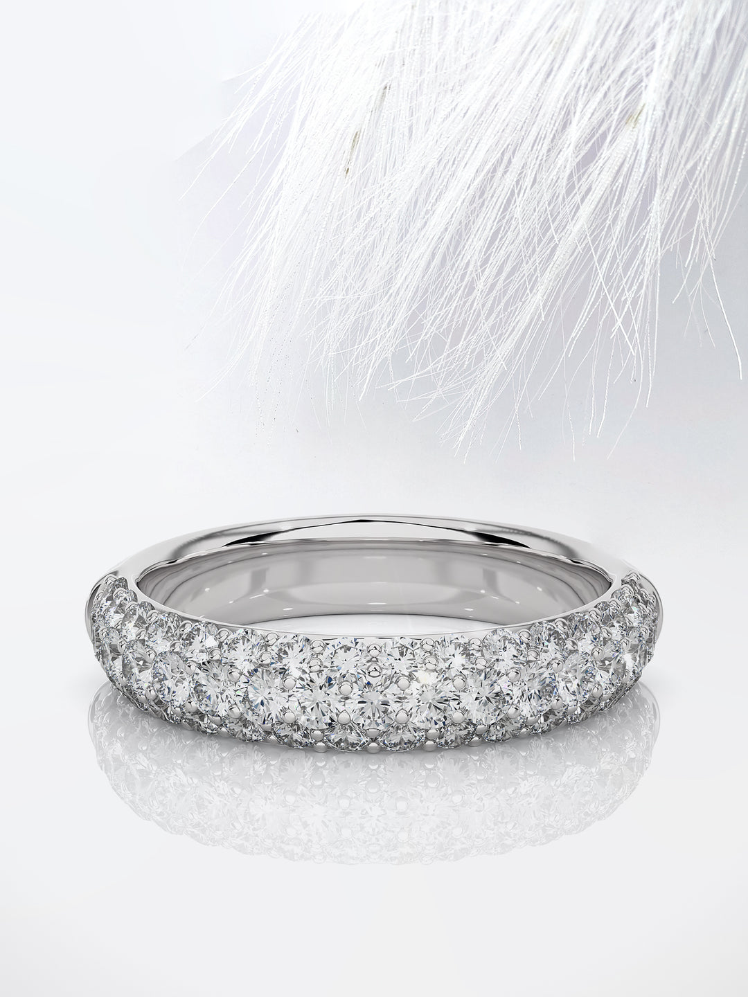 Round Cut Three Row Moissanite Pave Men's Wedding Band