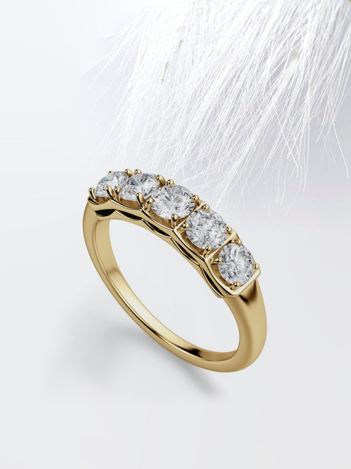 Round Cut Five Stone Wedding Band For Women