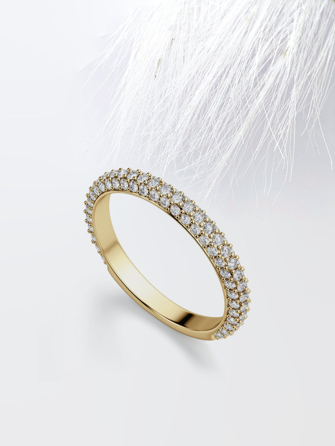 Round Cut Three Side Pave 3/4 Eternity Diamond Wedding Band For Her