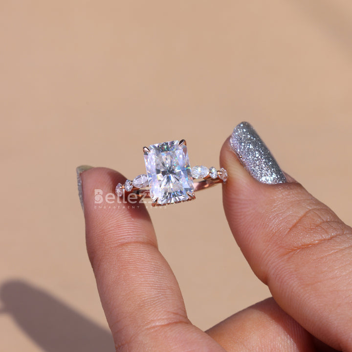 5.0 CT Radiant Cut Pave Setting Engagement Ring - Ready To Ship