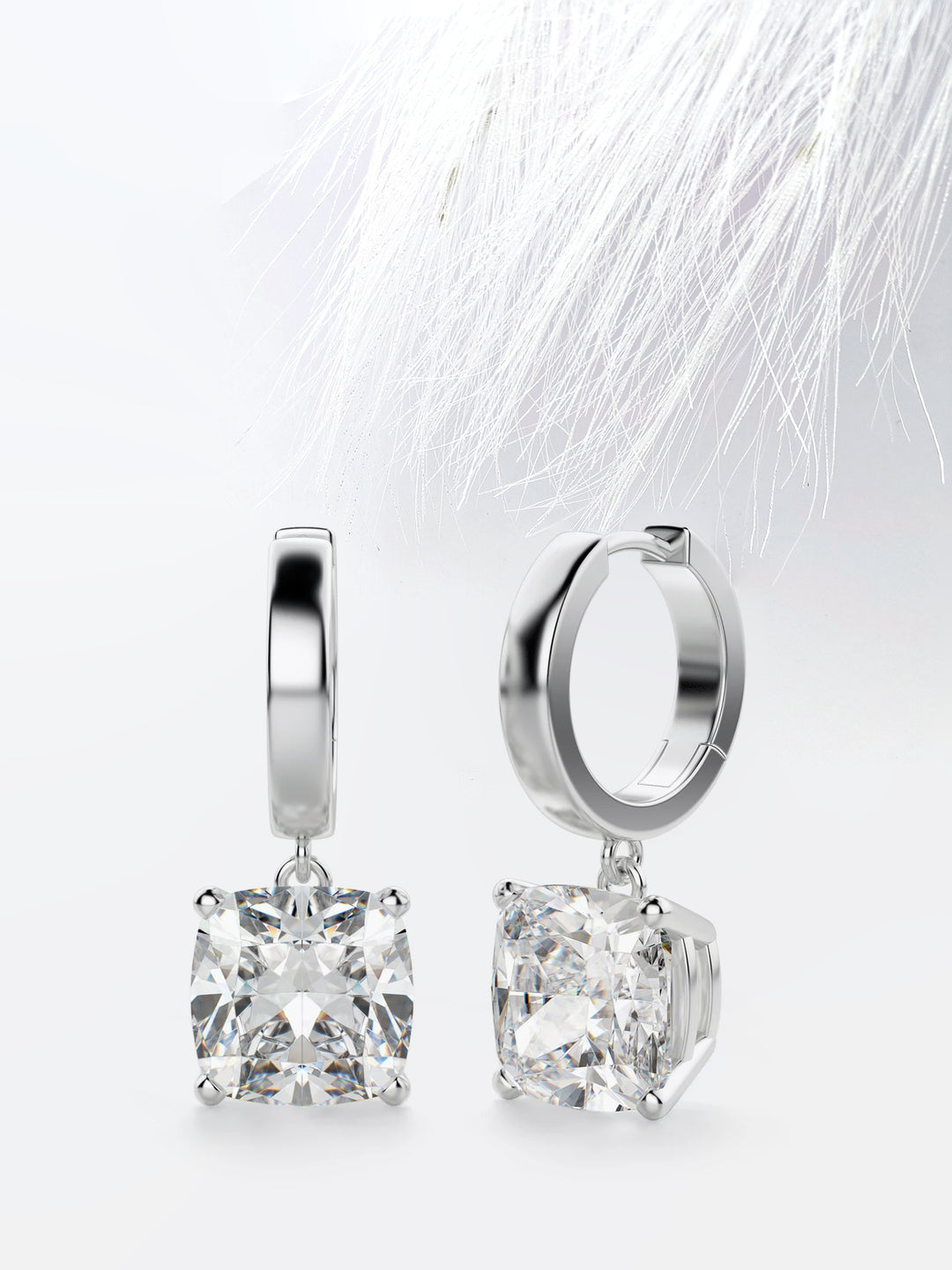 2.06CT Cushion Cut Drop Moissanite Diamond Earrings For Women