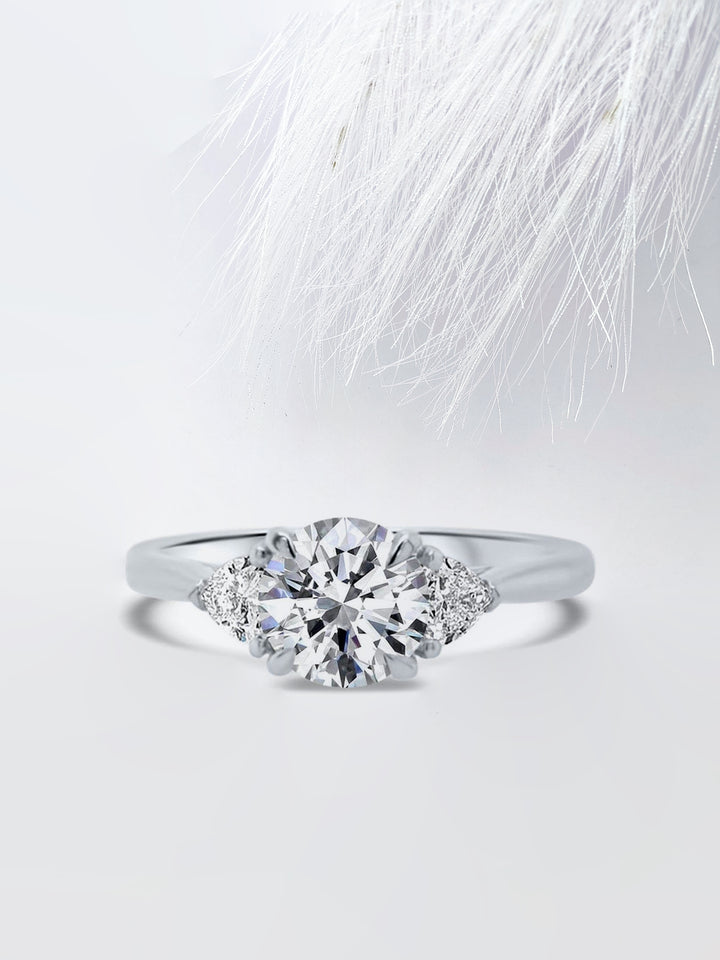 1.0CT Round Cut Three Stone Moissanite Diamond Engagement Ring For Her