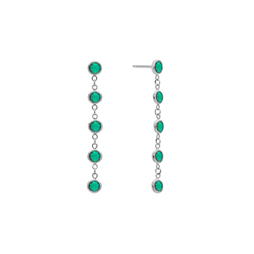 5.04TCW Round Cut Emerald Moissanite May Birthstone Dangle Earrings