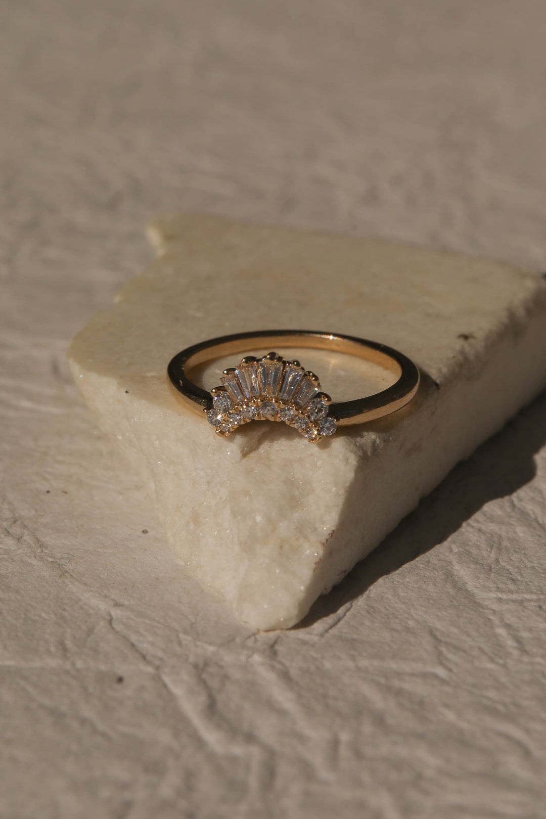 0.25 TCW Baguette & Round Crown Style Diamond Wedding Band
