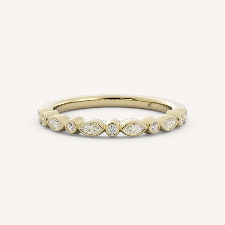0.25 TCW Marquise & Round Half Eternity Diamond Wedding Band