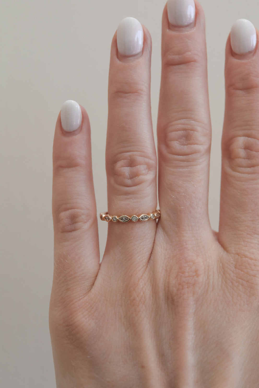 0.25 TCW Marquise & Round Half Eternity Diamond Wedding Band