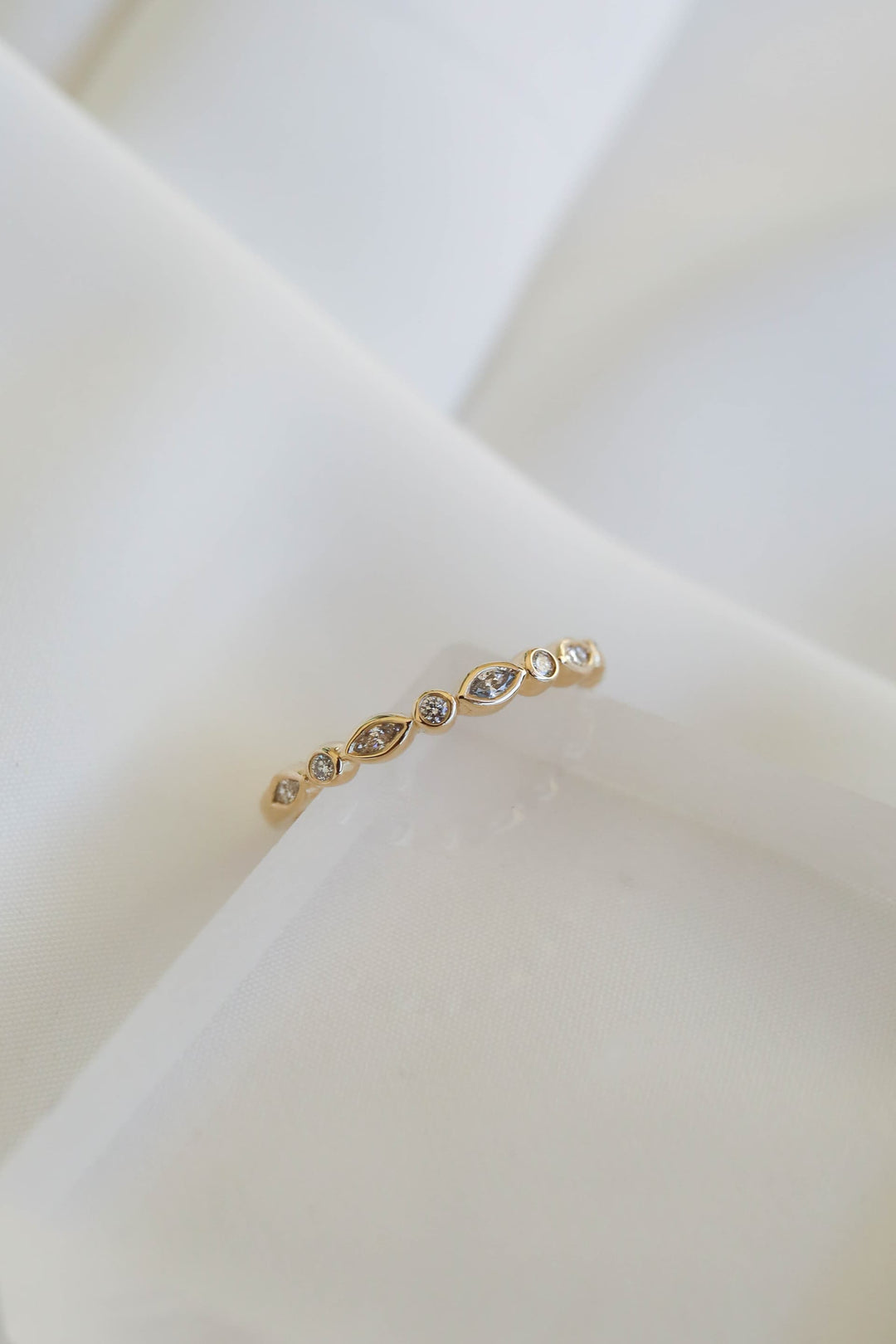 0.25 TCW Marquise & Round Half Eternity Diamond Wedding Band
