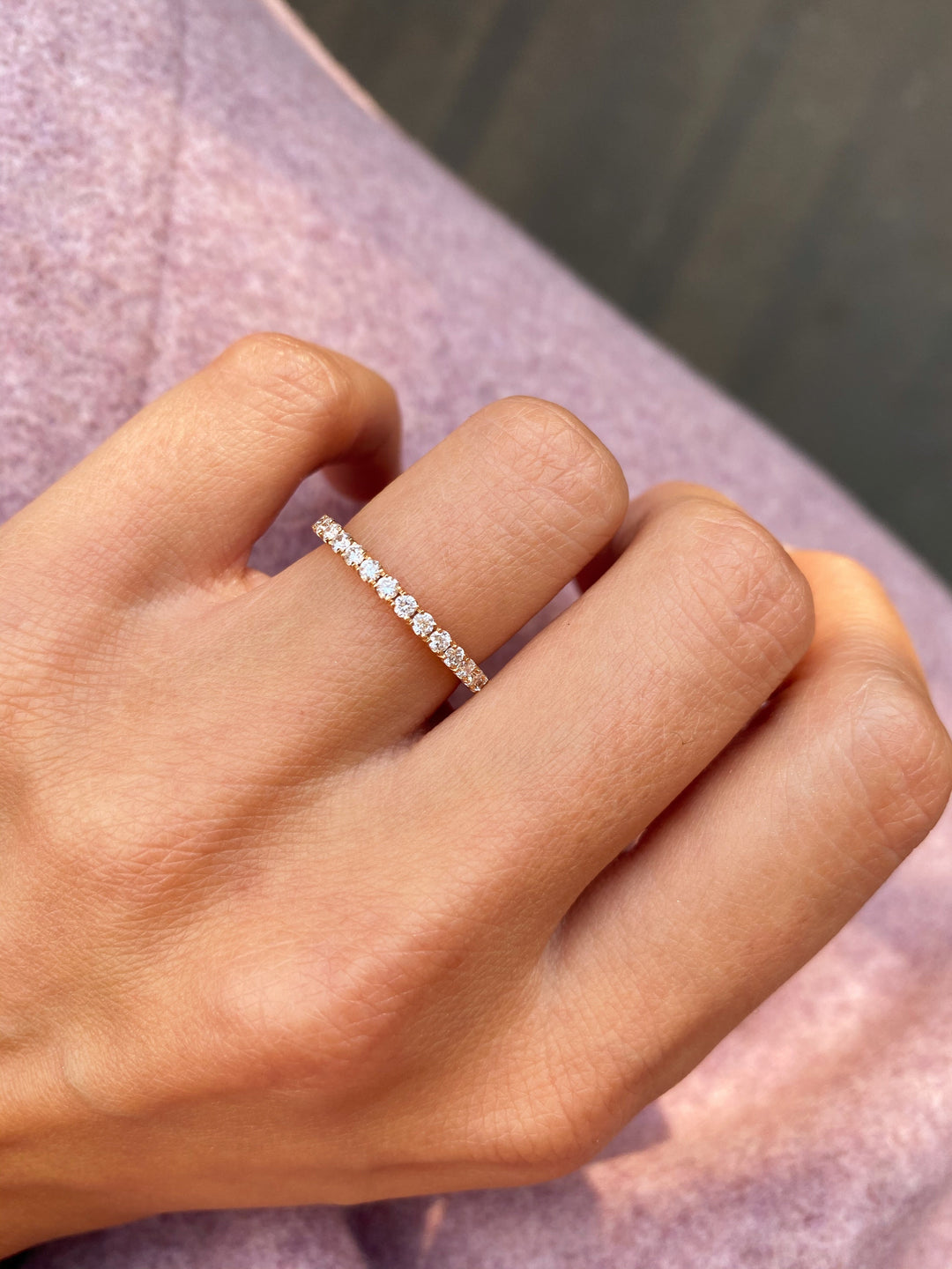 0.7 CT Round Shaped Wedding Band With Full Eternity Setting