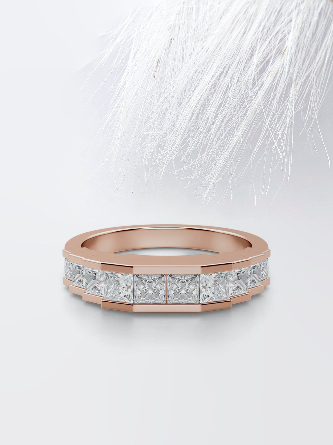 Princess Cut Channel Diamond Wedding Band For Her