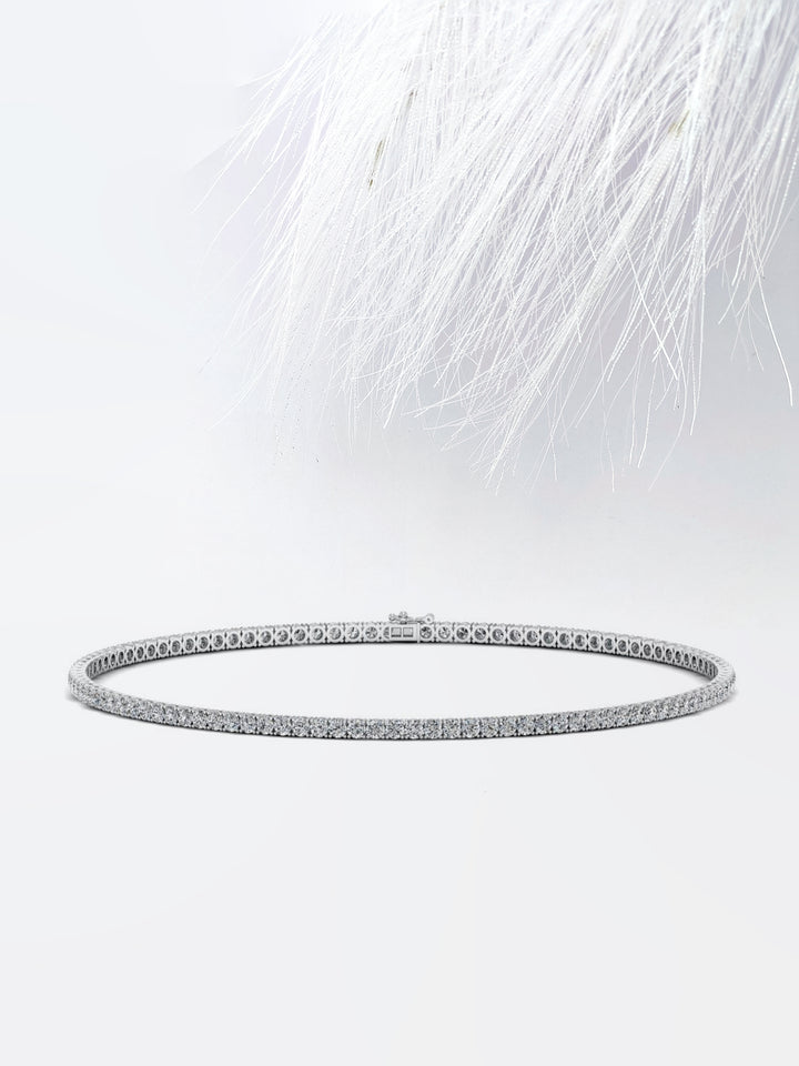 Round Cut Moissanite Riviera Diamond Tennis Necklace For Women