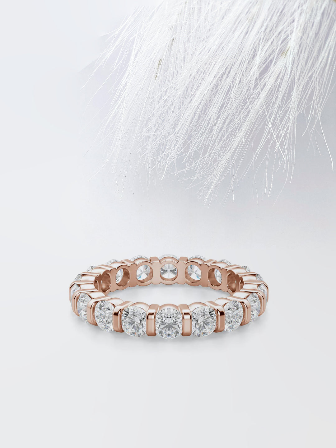 Round Cut Bar Set Diamond Wedding Band For Women